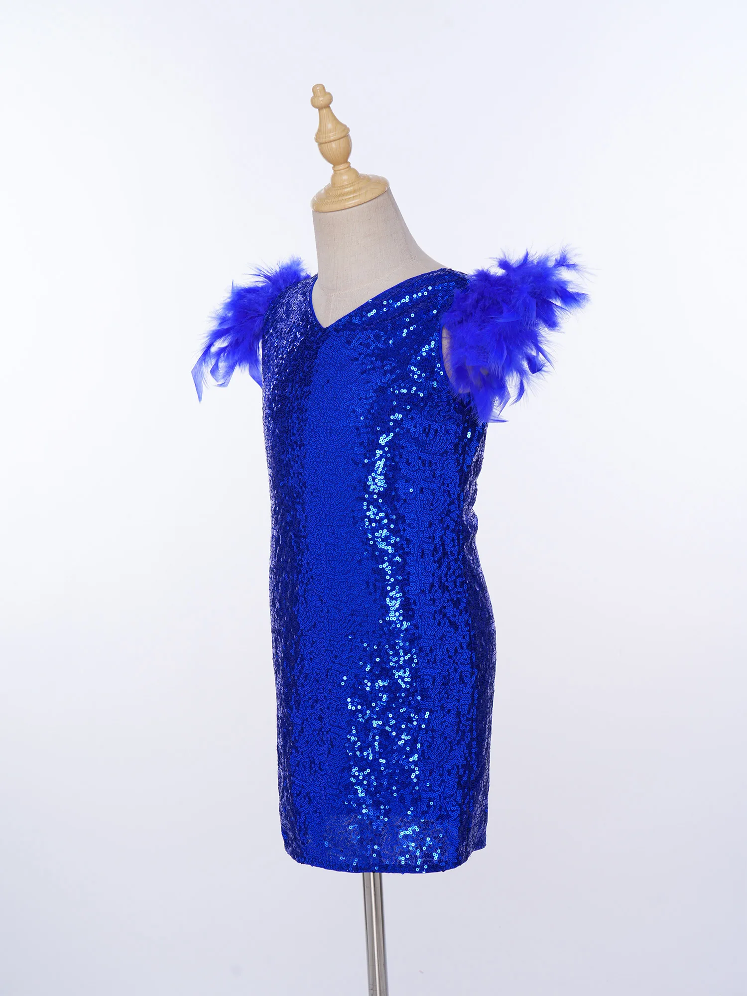 Girls Holiday Tassel Metallic Festival Dance Costume Shiny Dress Sequined Rave Stage Performance Dancewear Birthday Party Dress view 3