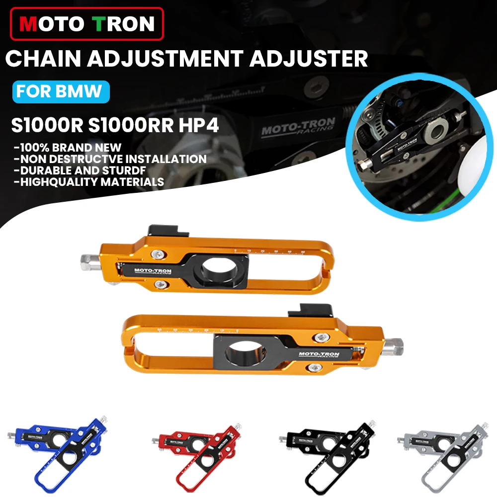 

MOTO TRON Motorcycle CNC Rear Axle Chain Adjuster Tensioners For BMW S1000R 2014-2025 S1000RR 2009-2025 HP4 2013-2016