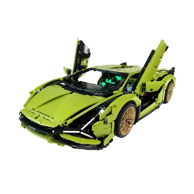 

4179pcs MOC Lamborghiniesed Sian FKP 37 MOD Powered Up Motors LED Light Technical Model Building Blocks Architecture Toys Brick