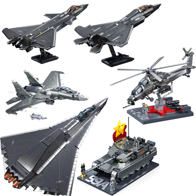 

Simulated Metal Coating Series Military Model Bricks Toys Chinese J35 J36 Fighter 99A Tank Building Blocks Compatible With LEGO