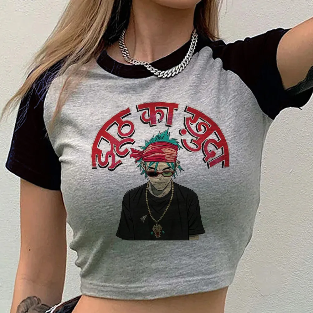 Gorillaz cropped top shoujo streetwear goth vintage graphic clearance sales tshirt summer grunge 2000s manga clearance sales