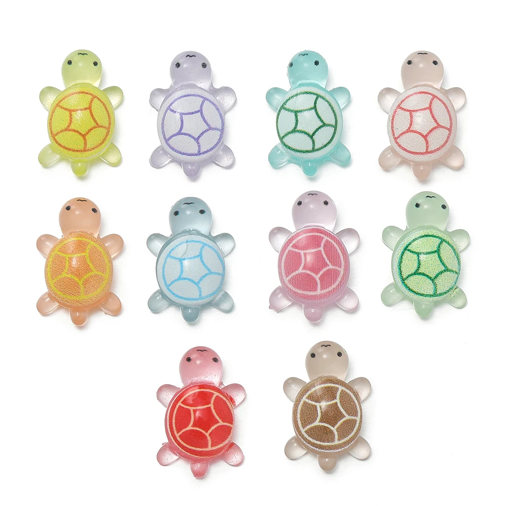 10pcs/lot Mini Resin Sea Turtles Glow in The Dark Luminous Cute Tiny Turtles Beads Charm for DIY Jewelry Keychain Craft Ornament - view 3