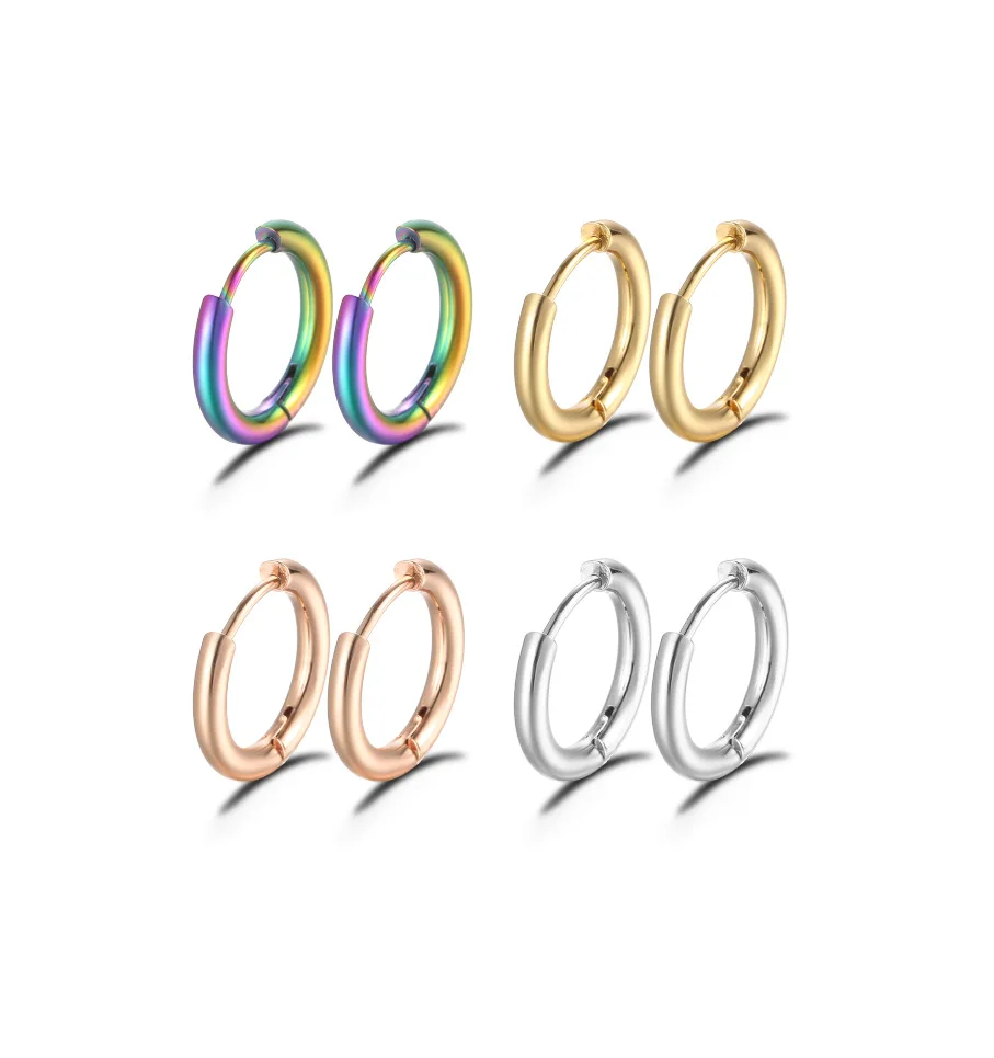 Pendientes de aro pequeños para hombre y Mujer, aretes circulares de acero inoxidable, Color dorado y plateado, antialérgicos, 1 par/2 piezas, 2023