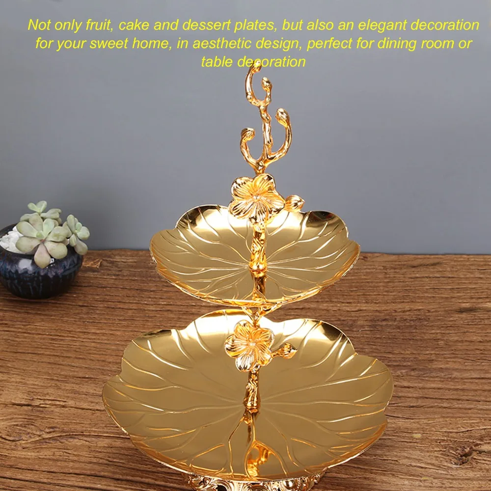 7PCS European 2 Layer Cupcake Stand Metal Easy Assemble Gold Cake Stand Gold Snack Storage Double Layer Serving Tray