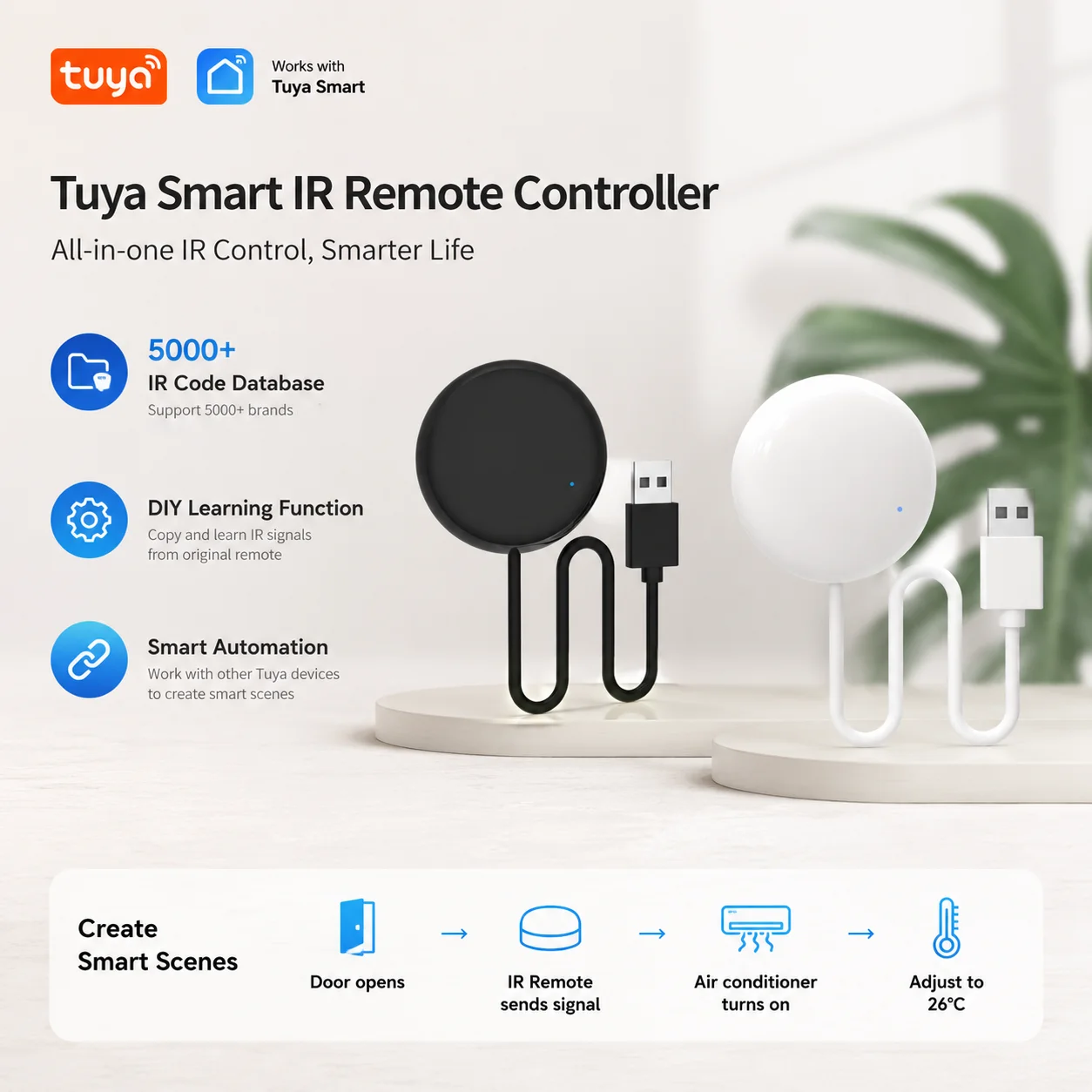 

Tuya WiFi IR Remote For Smart Home Automation Remote Control Universal Infrared Device Work with Alexa Google Home Smart Life