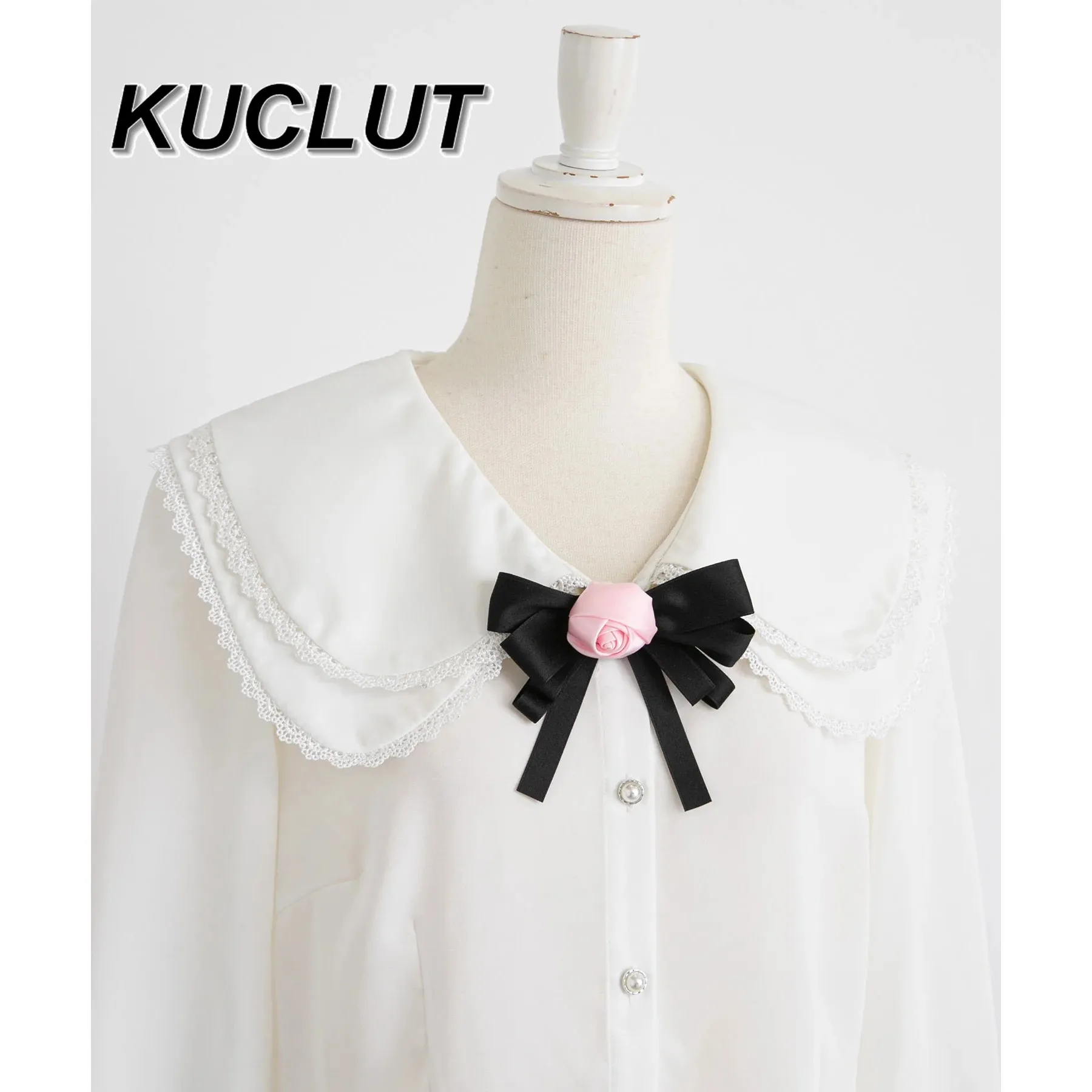 Hauts pour femmes automne hiver nouveaux chemisiers polyvalents mignon Double couche col 3D fleur à manches longues chemise vêtements intérieurs chemises blanches