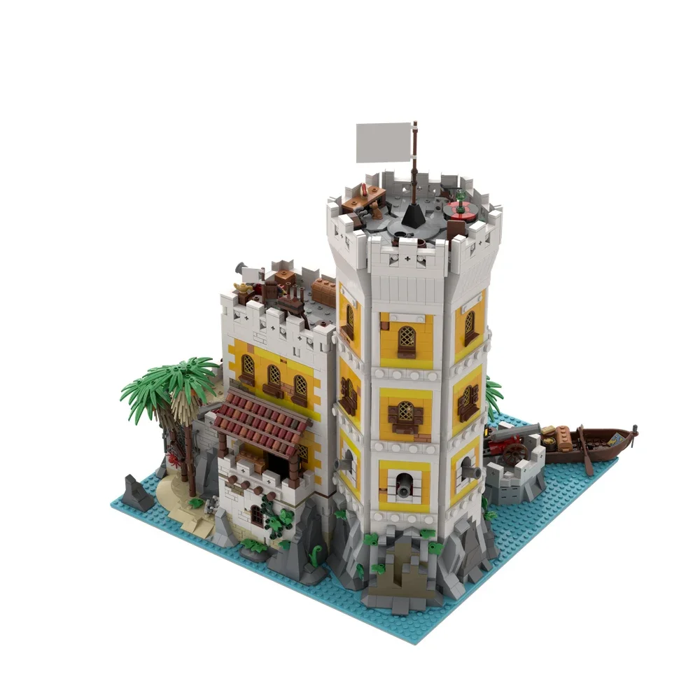 

MOC Watchtower Fortress Fort Priso At Sea Island Building Blocks Pirate Serie Defense House Bricks Toys Children Birthday Gifts