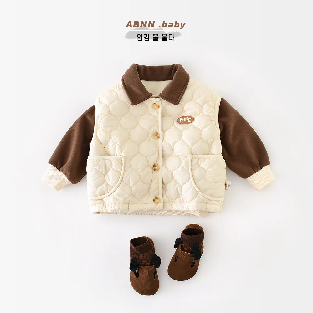 2025 Winter New Baby Sleeveless Warm Vest Plus Velvet Thick Infant Boy Girl Padded Jacket Toddler Thicken Casual Vest Cardigan image 2