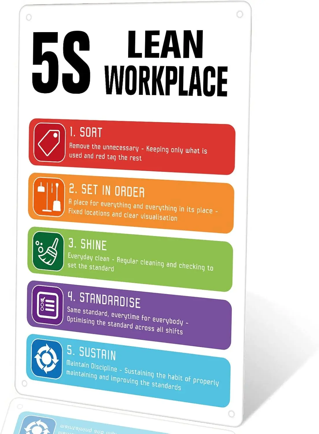 1p,5S Lean Workplace Metal Tin Sign Bar Signs For Farmhouse, Home, Office, Classroom, Restaurant Metal Poster Wall Poster Plaque
