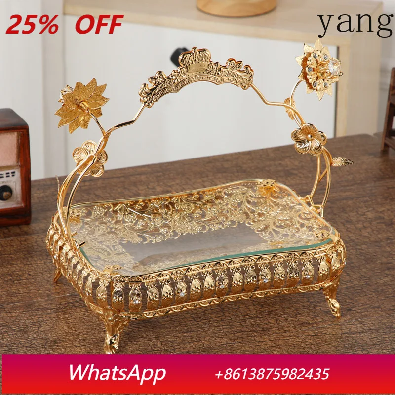 

CX classic fruit basket glass ornament, exquisite and practical metal living room desktop decoration