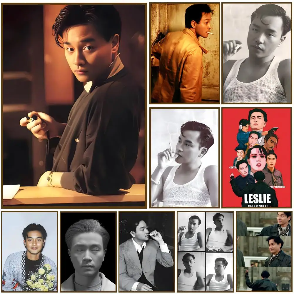 Singer Actor Leslie Cheung Poster Self-adhesive Living Room Bedroom Party Bar Decor Moisture-proof Fade-resistant HD
