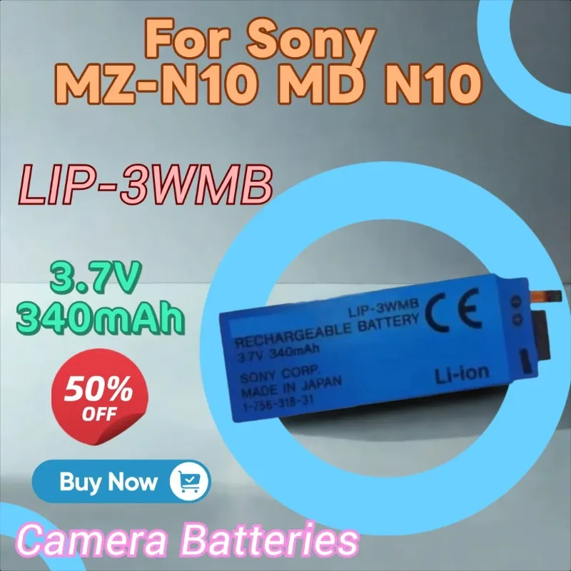 100% New High Quality 3.7V 340mAh Camera Batteries LIP-3WMB for Sony MZ-N10 MD N10