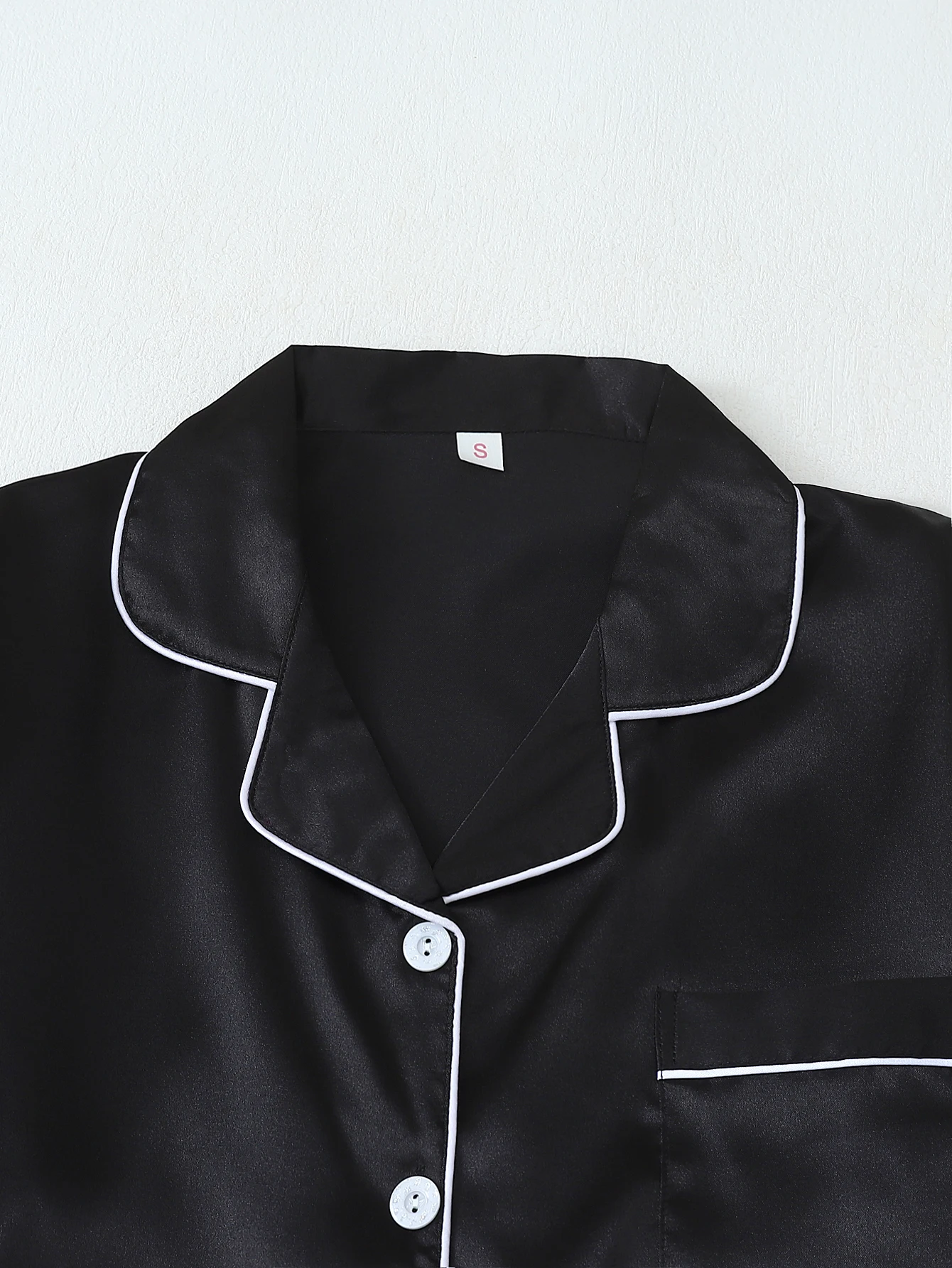 طقم بيجامة من الساتان بلون سادة للسيدات للخريف والشتاء مكون من قطعتين، بلوزة بأزرار سفلية وسراويل طويلة، طقم ملابس نوم كاجوال مناسب للاستخدام المنزلي #3