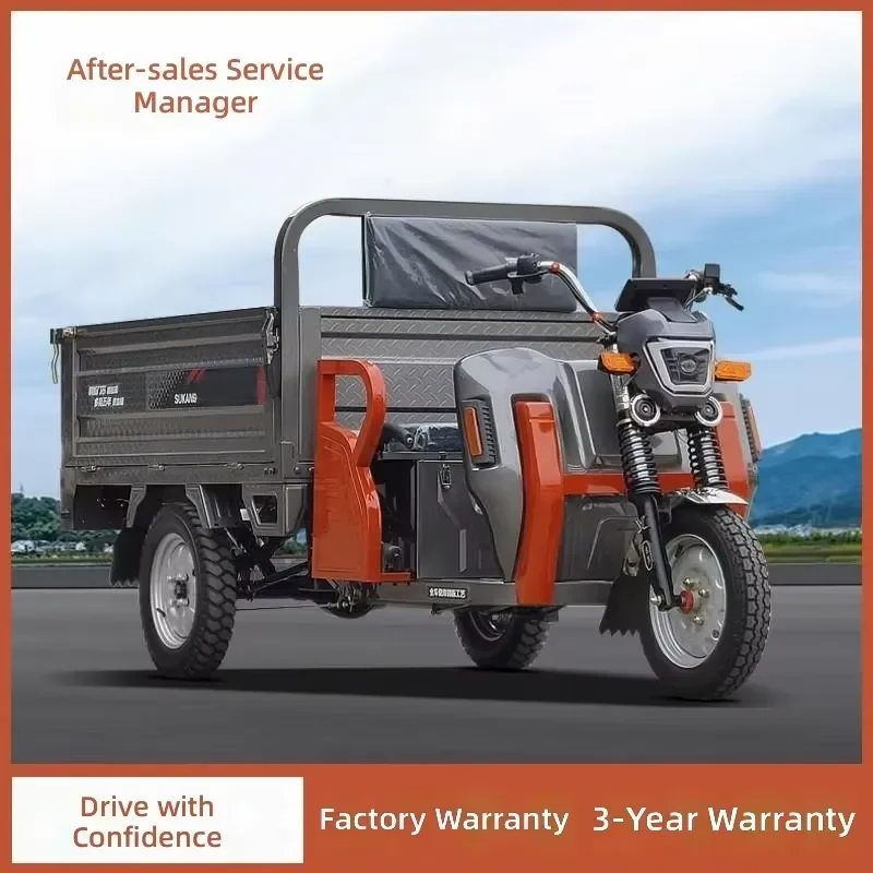 Urit Electric Cargo Tricycle 3 Wheel Open Body Heavy Agricultural Freight Vehicle 300-400kg Payload 30-50km/h Factory