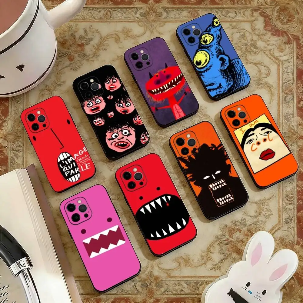 

D- Funny Graffiti Phone Case For iPhone 17,16,15,14,13,12,11 Plus,Pro Max,XS,Soft Silicone Black Cover
