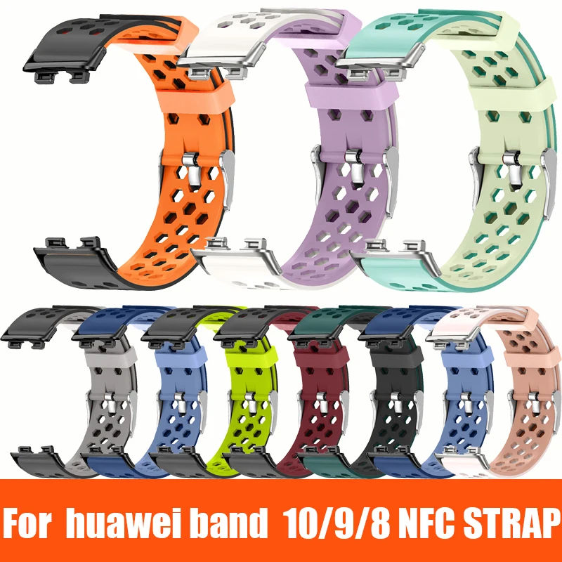 Strap For Huawei Band 10/9 /9NFC Soft Silicone Bracelet Sport Wristband Hidden Buckle Watchband For Huawei Band 10 / 9/ 8 /8NFC