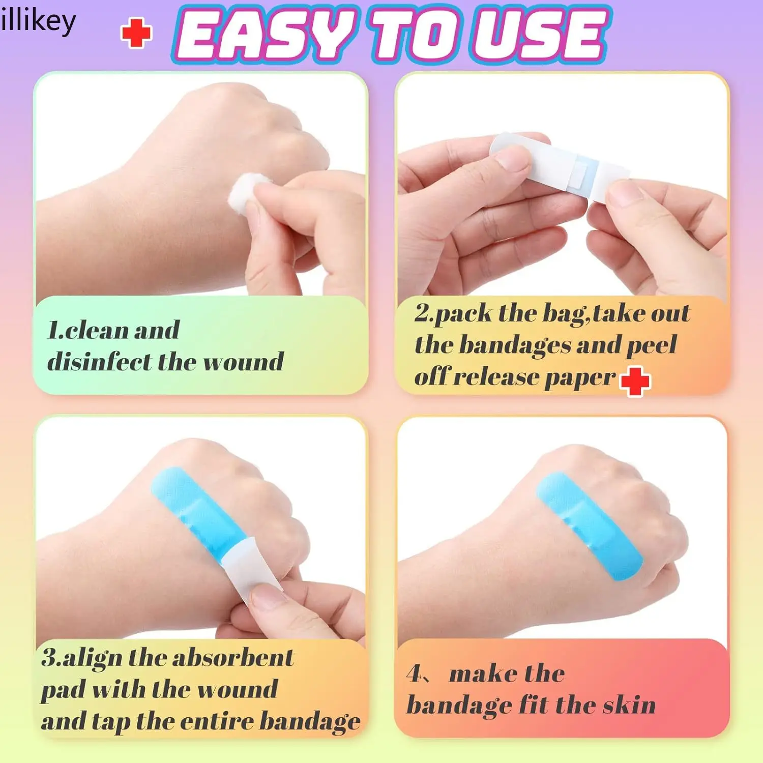 30-120pcs PE Waterproof Band Aid Colorful Self-adhesive Bandages Elestic Wound Plasters Skin Patch for First Aid Woundplast Tape