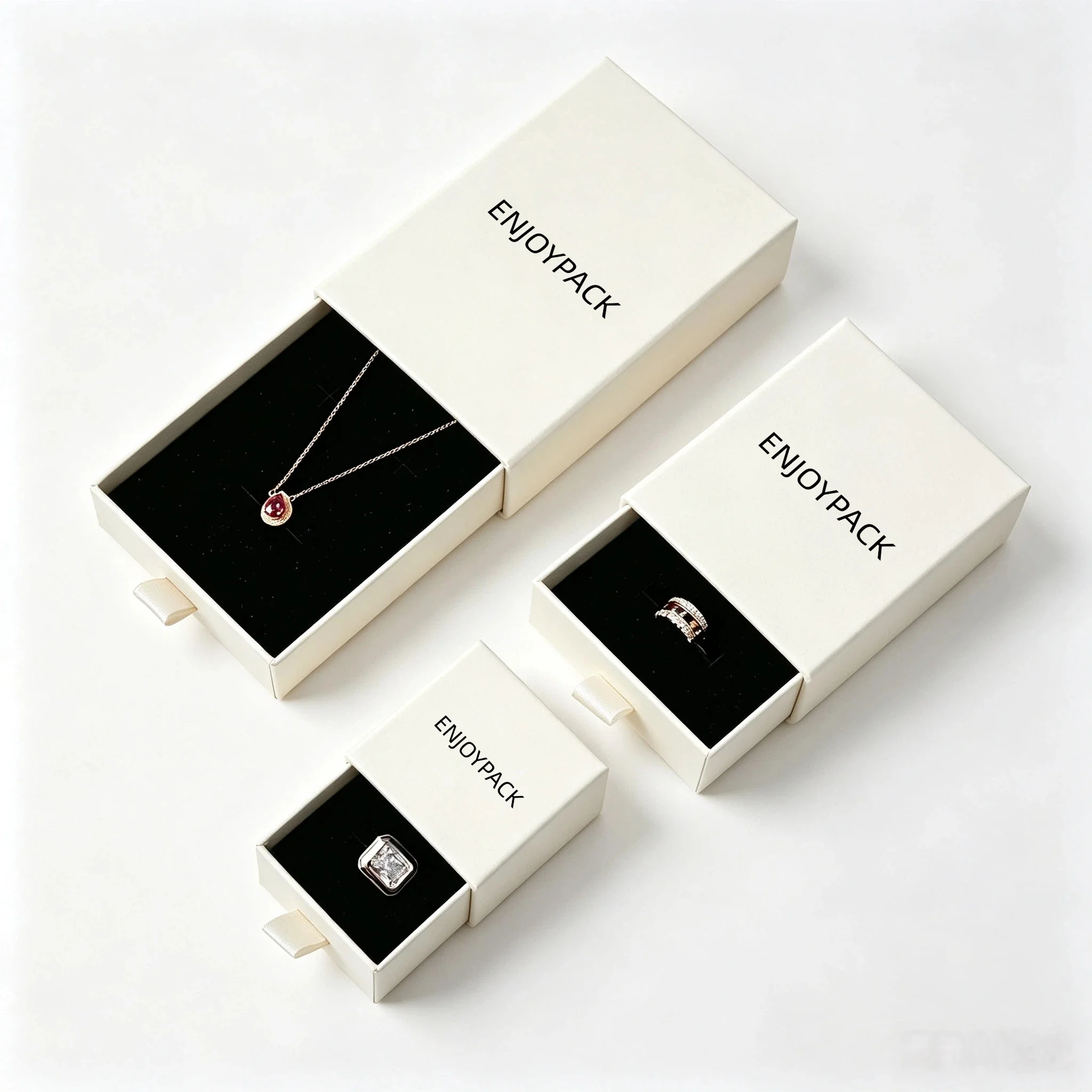50pcs Custom Logo Jewelry Gift Box Drawer Ring Necklace Bracelet Earrings Personalize Packaging Gift Box Storage Holder Supply