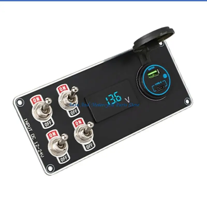 P9FD 4 Metall Kippschalter Panel Telefon Lade Für Auto Boot Marine Upgrade Wasserdichte Design Rocker Schalter Panel – Detail 7
