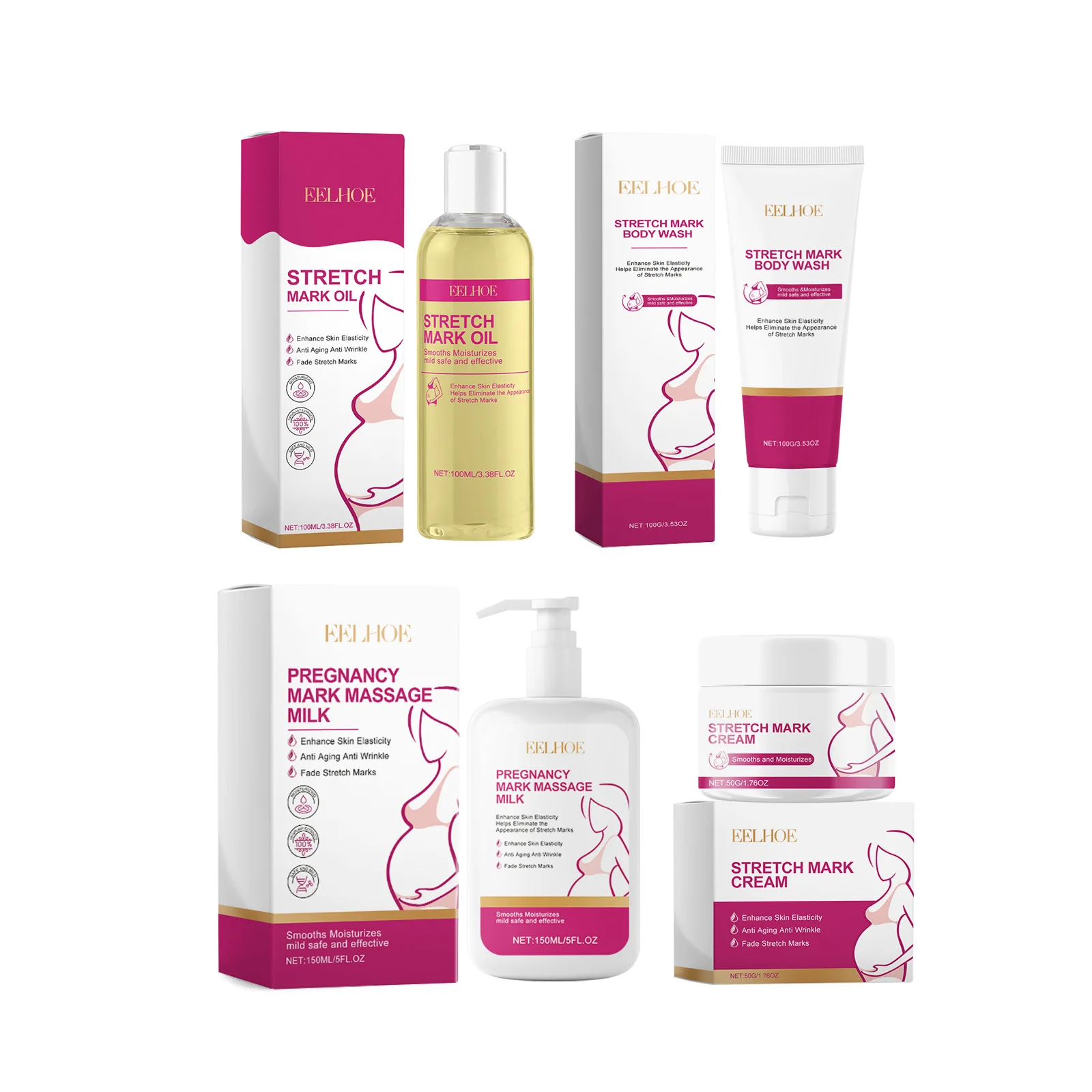 EELHOE Pregnant Women Daily Postpartum Care Nourish Body Cleaning Repair Skin Lightening Shower Gel Professional Massage Cream