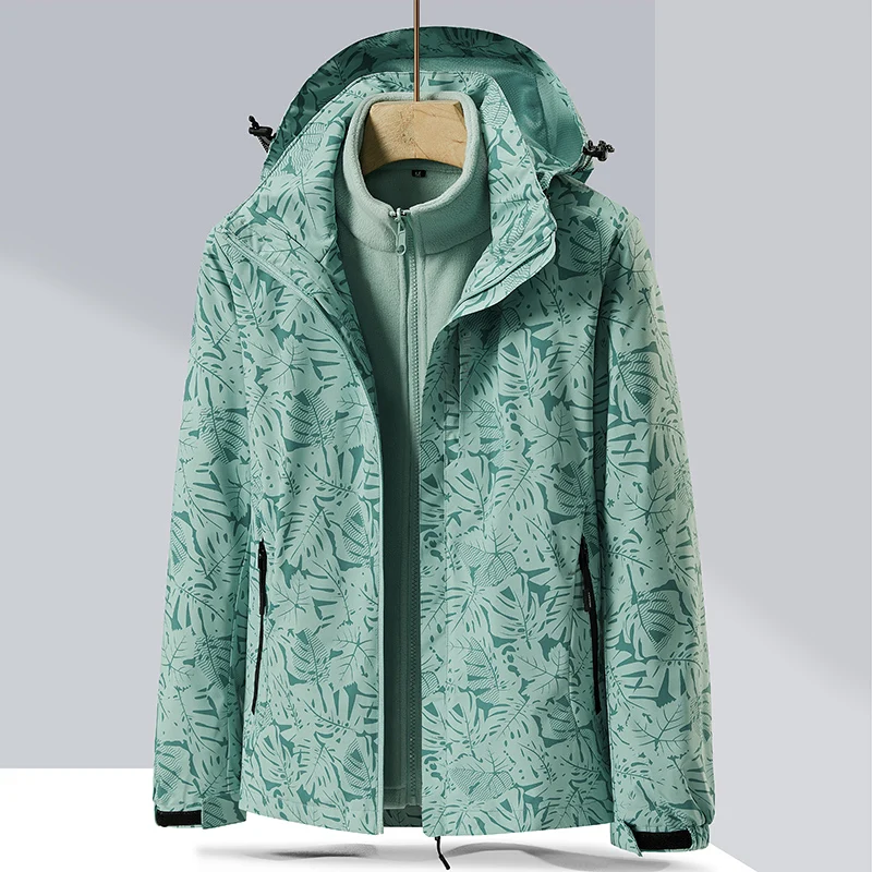 

Men's Women's Ski Jacket Waterproof 3 in 1 Detachable Fleece Two-piece Set Winter Coat with Fleece Inner Warm Windbreaker Jacket