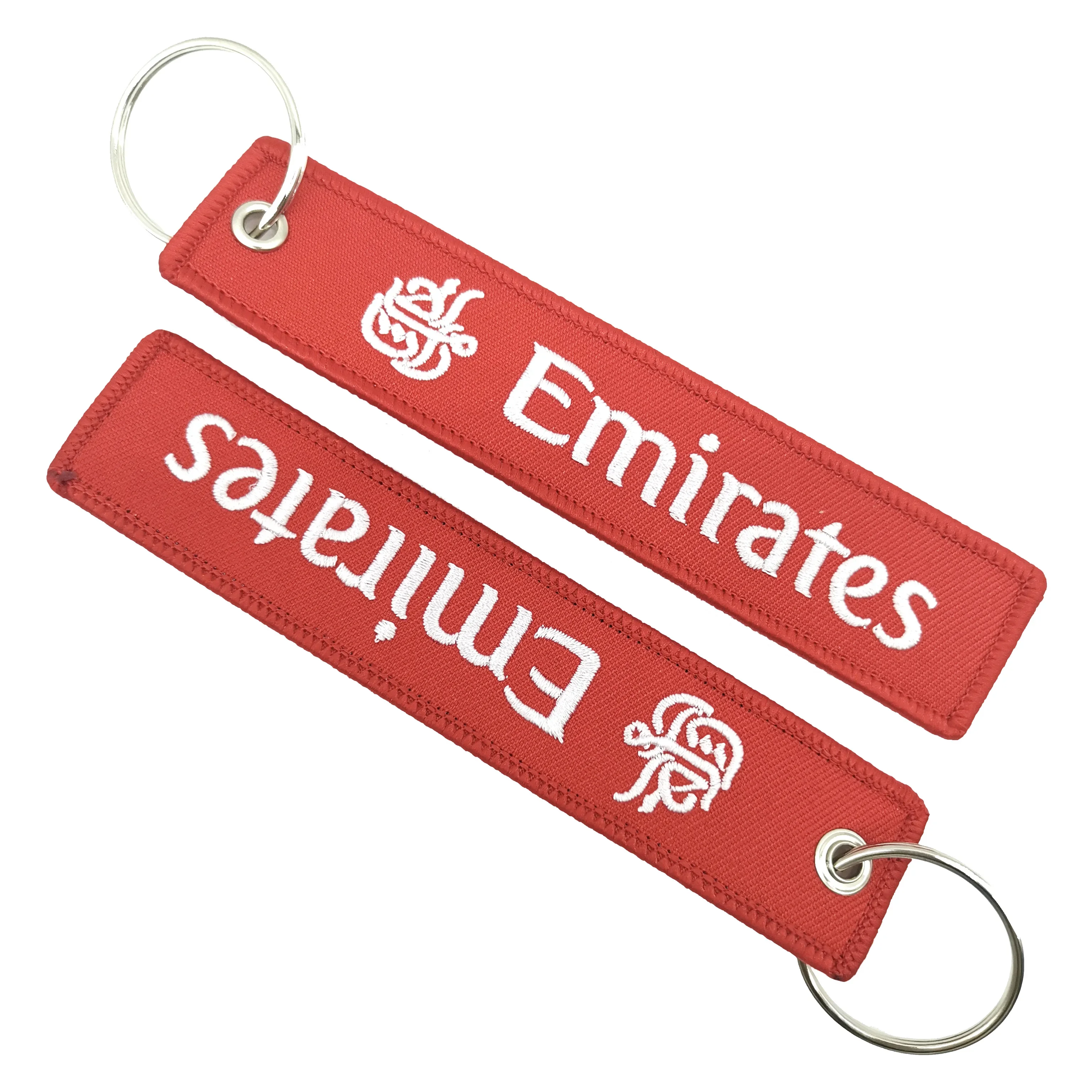 1 PC Red Emirates Fashion Trinkets Double Sided Embroidered Key Chain Metal Ring Key Chain for Flight Crew Motorcycle Key Chain