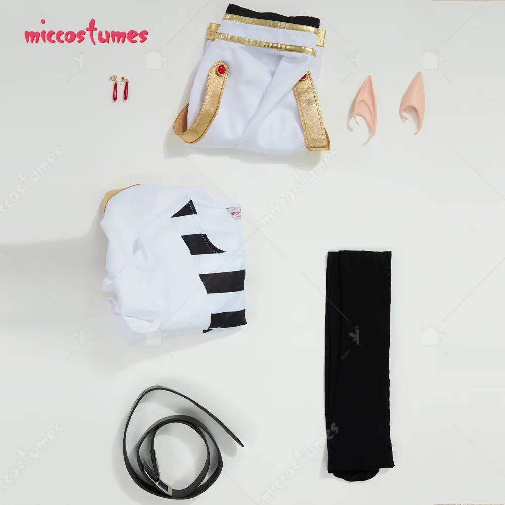 Miccostumes Women's Cosplay Costume Dress and Cloak with Belt and Elf Ears view 6