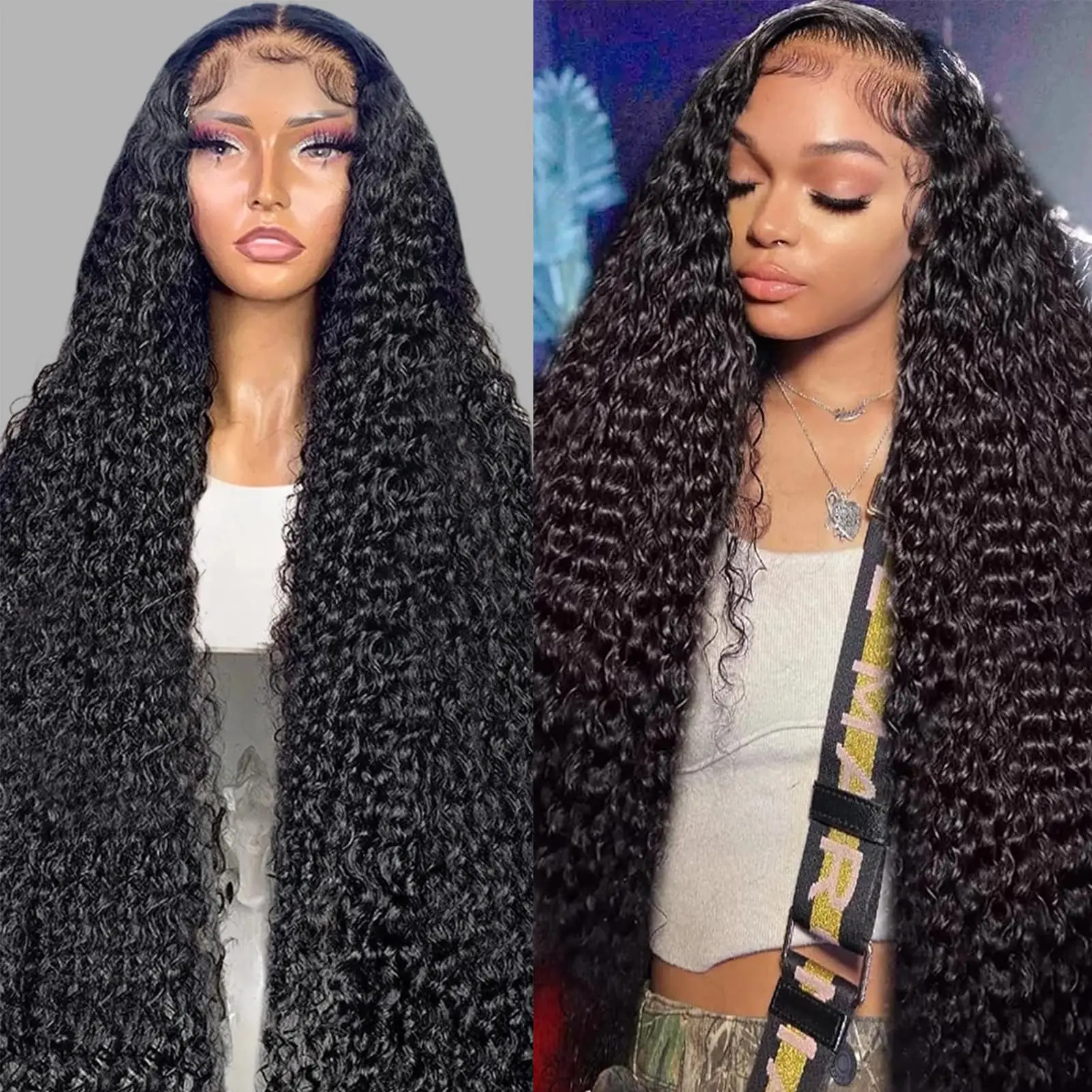 

Парик из натуральных волос с глубокой волной, 30-40 дюймов, 13x6 HD Lace Front, плотность 220, кудрявый, 360 Full Lace Frontal, для чернокожих женщин