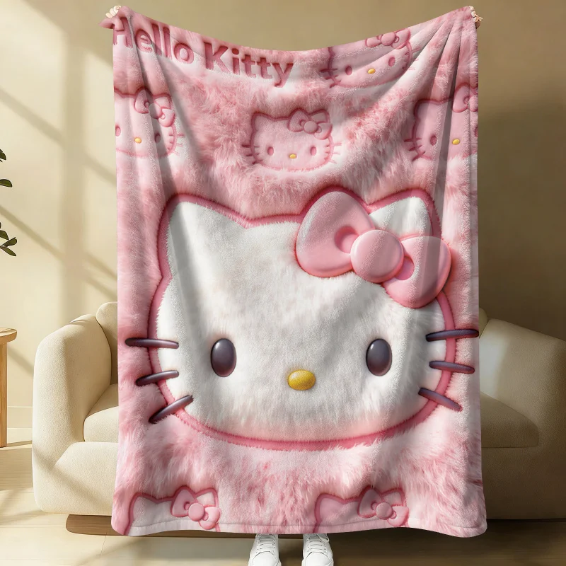 

Плюшевый плед Sanrio Hello Kitty с 3D-принтом, розовый, пушистый, фланелевый, для девочек, для спальни, дивана, кровати, декор