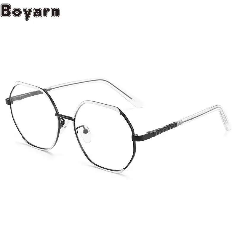 Foreign Trade Cross Border New Factory Direct Anti-blue Glasses Frame Ladies Polygon Spring Foot Flat Mirror Trend Glasses Frame