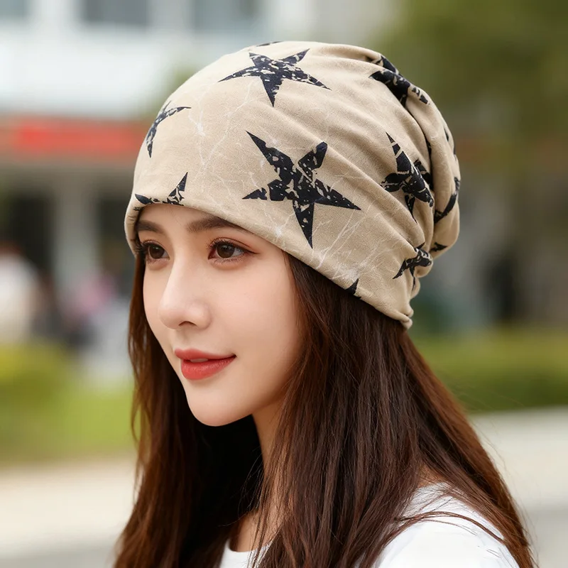 

Korean Style Warm Graffiti Pentagram Hat Outdoor Riding Maternity Confinement Cap for Spring Autumn