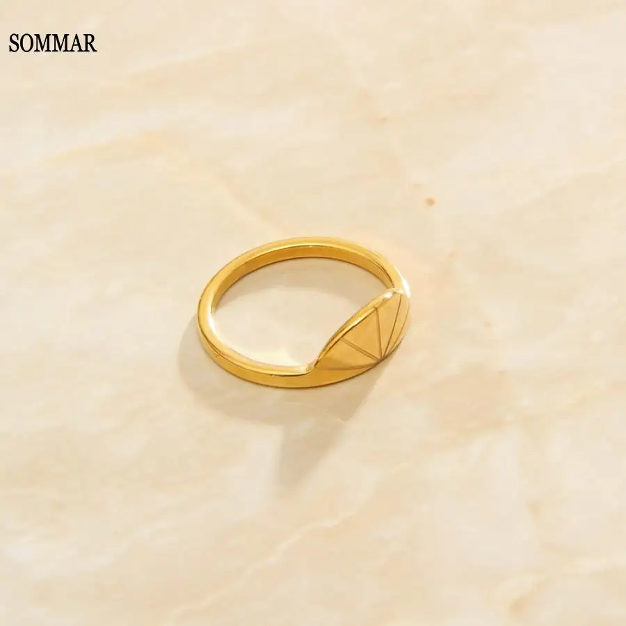 SOMMAR Newest Arrival 18KGP Gold plated size 6 7 8 Female Friend wedding ring SUNRISE Jewelry on the neck Jewelry European Style