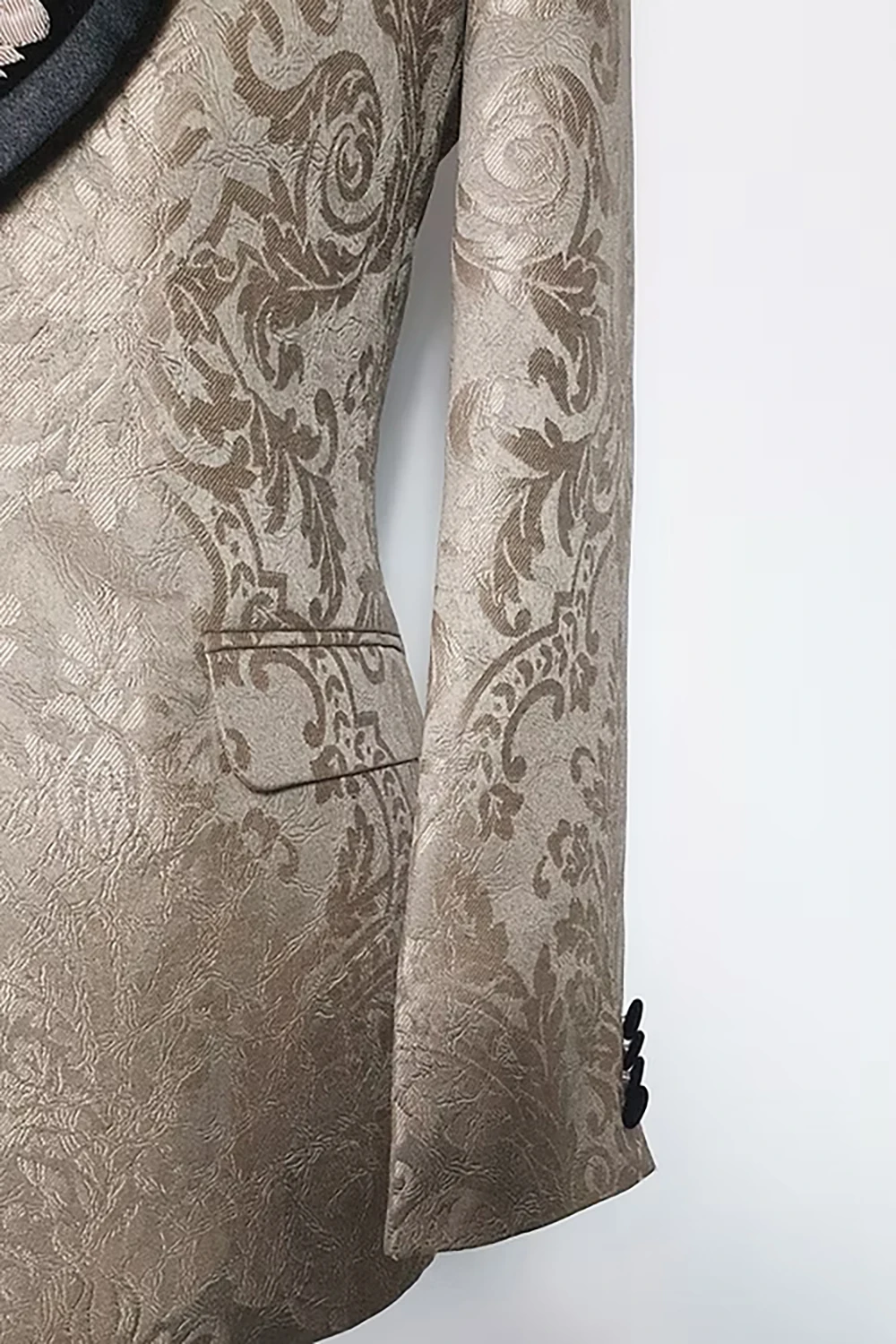 Abrigo de boda de Jacquard con apliques para hombre, chal con solapa, abrigo de una sola botonadura, chaqueta de negocios, solo chaqueta hecha a medida