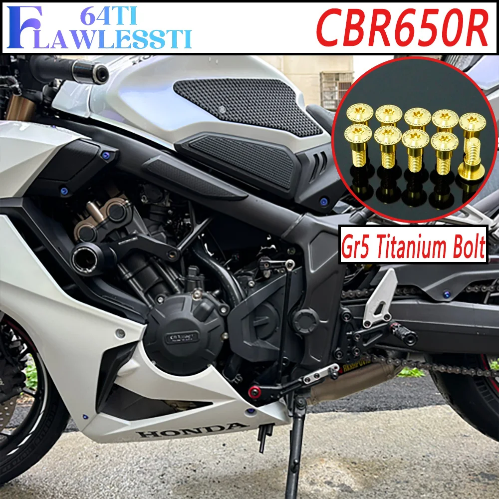 FLAWLESSTI Gr5 Titanium Bolt Lower Spoiler Front Rear Fork Brake Caliper Disc Bolt Rear Axle Sprocket Nut For Honda CBR650R