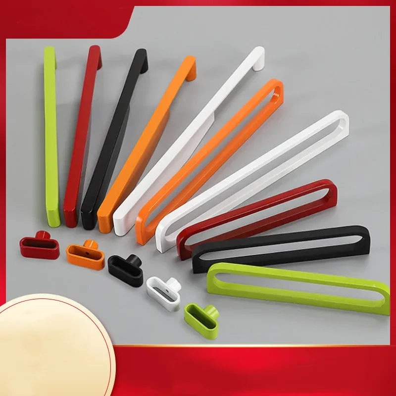 Modern Style Zinc Alloy Baking Paint Surface Treatment Piano Black White Red Orange Cabinet Pull Drawer Handle Cupboard Knobs