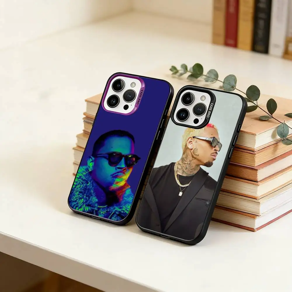 

C-B-Chris Brown-singer Phone Case For iPhone 17,16,15,14,13,12,11 Plus,Pro Max,XS,Colorful Silver Black Cover