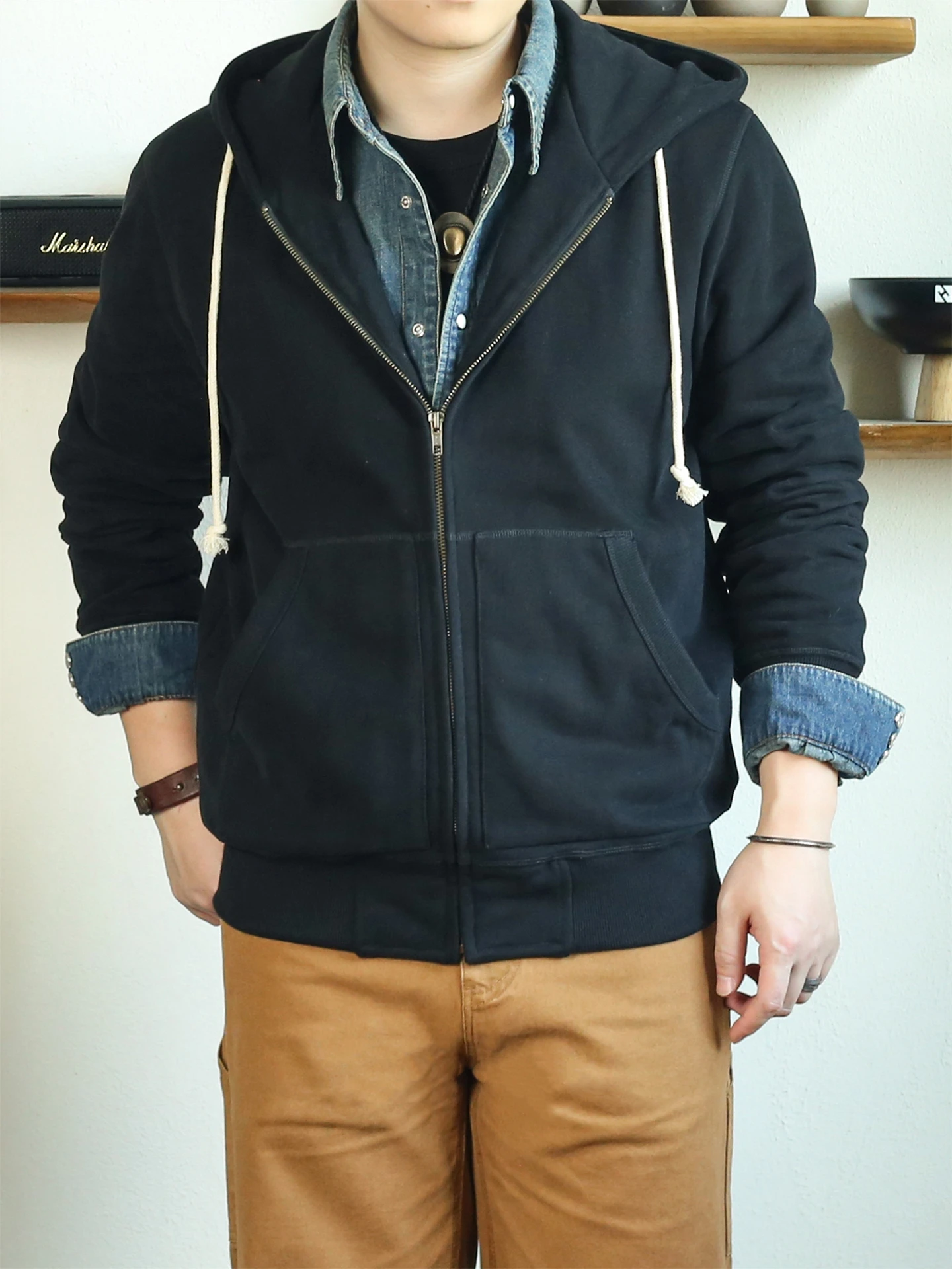 

Thiened Pure Cotton Hooded Open Cardigan Sweatirt Casual Sportswear for Men And Women Autumn Winter Warm Breathable