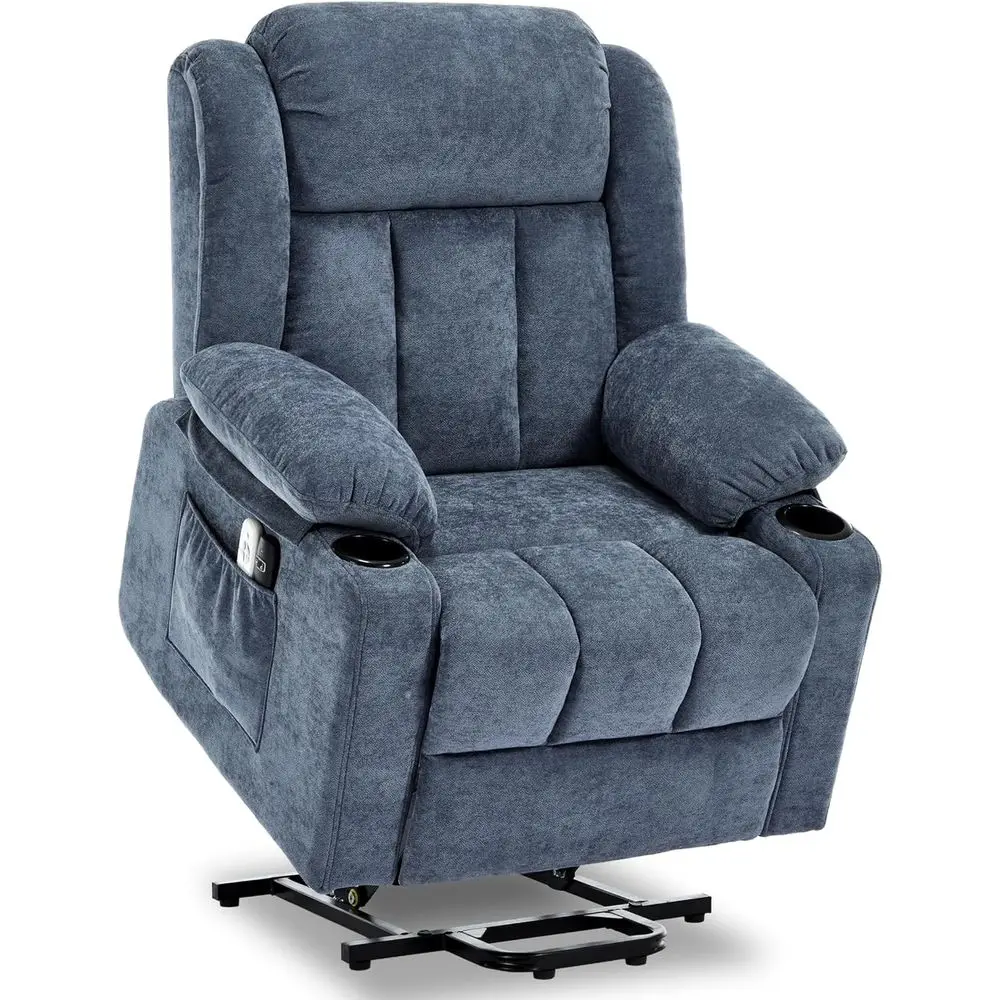 Lit Recliner Chair for Elderly with Massage and Heat, Recliner Chairs for Adults, Upgraded Fabric Reclining Sofa Chair with USB