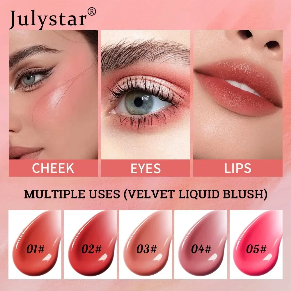 Liquid Blush Lip GLOSS Dual-Purpose Highlighter Moisturizing Blush ยาวนานสวมใส่ง่าย Glossier ใช้สําหรับใบหน้าและริมฝีปาก