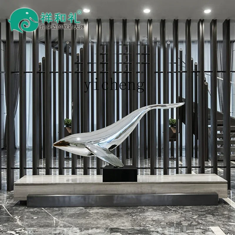 W28 Hotel Lobby Large Dolphin Floor Sculpture Shopping Mall Living Room Entrance Decoration Ornament