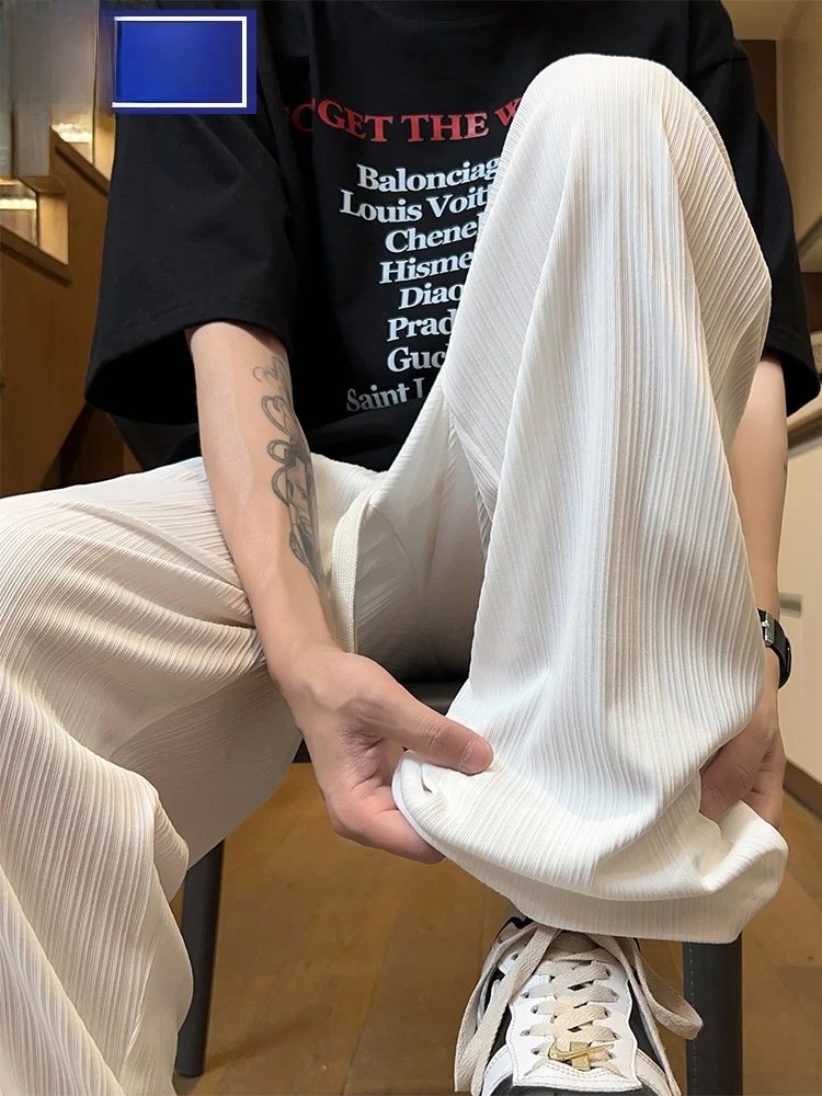 

Мужские повседневные брюки Wassup Happy Ice Silk, летние тонкие спортивные длинные свободные прямые брюки-трубы