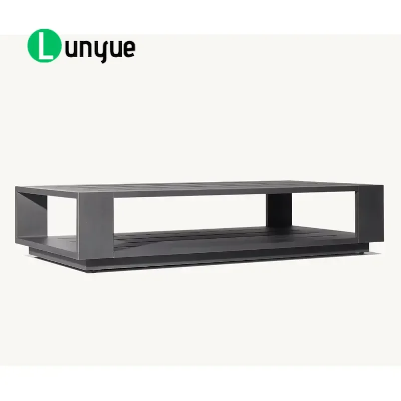 Luxury Hand Cast Aluminum Outdoor Coffee Table Modern Rectangular Short Side Table Custom Color Patio Garden Furniture