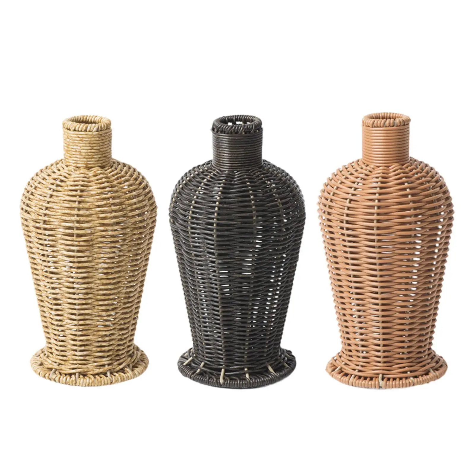 Simulated Rattan Flower Vase 12x23cm Decorative Rustic Tabletop Ornament for Balcony Garden Decor Sturdy Versatile Lightweight