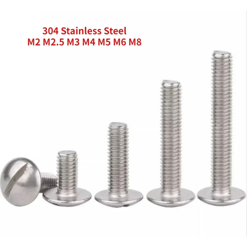 10/20/50pcs M2 M2.5 M3 M4 M5 M6 M8 304 Stainless Steel Slotted Large Flat Head Screw and Extra Large Flat Round Head Bolt