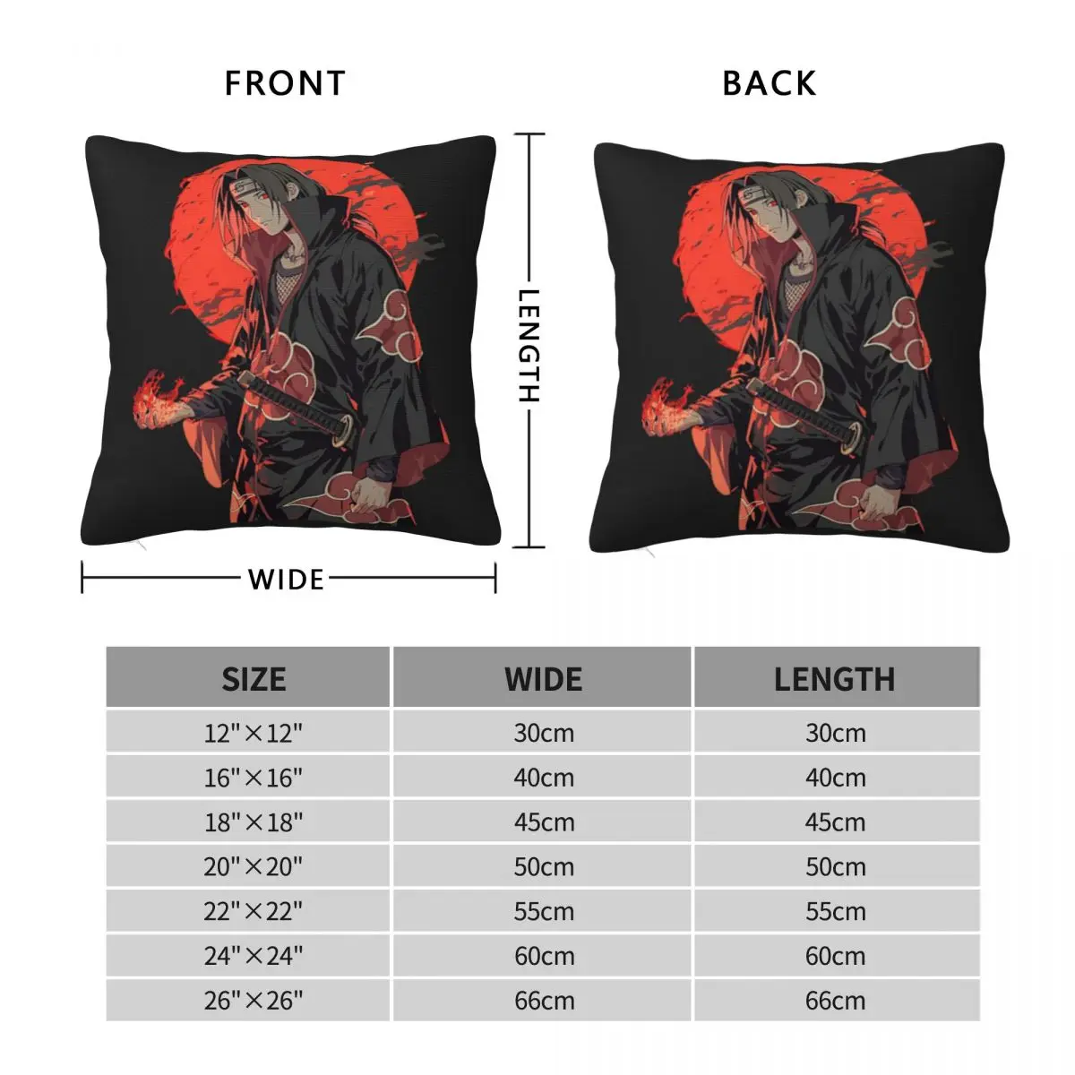 Itachi Square Pillowcase Pillow Cover Cushion Decor Comfort Throw Pillow for Home Sofa