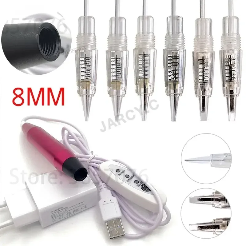 Permanent Makeup Machine Rotary Tattoo Gun Pen Tattoo Pen Makeup Beauty Art Eyebrow Lip Microblading with Cartridge Needles