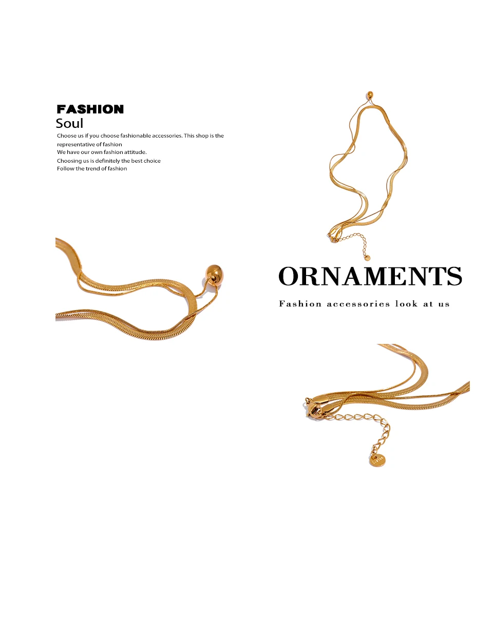 Yhpup Schlangenkette, doppellagiger Edelstahl, Wassertropfen-Anhänger, Halskette für Damen, Statement-Schmuck aus 18 Karat Gold, wasserdicht – Detail 7