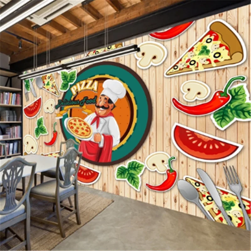 

Italy Pizza Restaurant Industrial Decor Wooden Wall Background Mural Wallpaper 3D Western Fast Food Snack Bar Wall Paper 3d