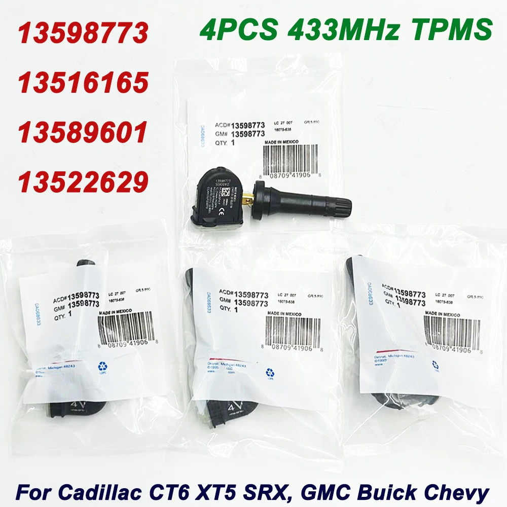 

High Quality 4PCS/SET 13598773 13516165 13589601 433mhz TPMS TIRE PRESSURE SENSOR For Cadillac CT6 XT5 SRX Chevrolet Malibu Opel