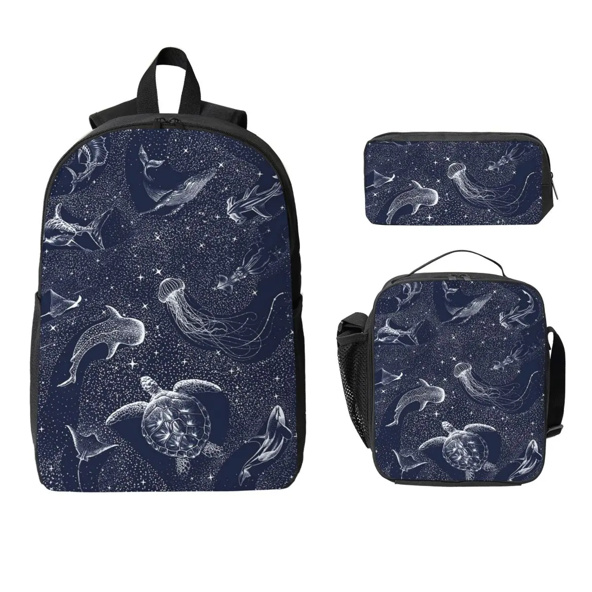 

Cosmic Ocean Backpack Student BookBag School Bag Computer Shoulder Bags 3ps Insulated Lunch Bag Pencil Case